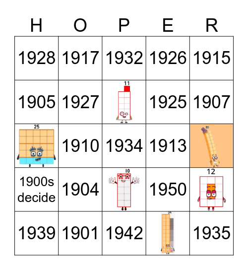 Number blocks Bingo Card
