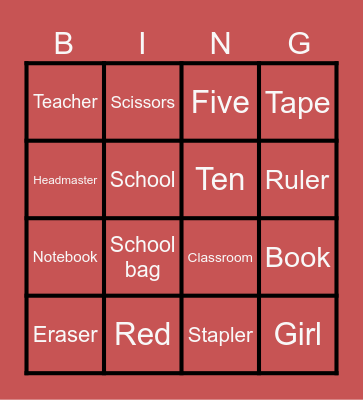 All About the School Bingo Card