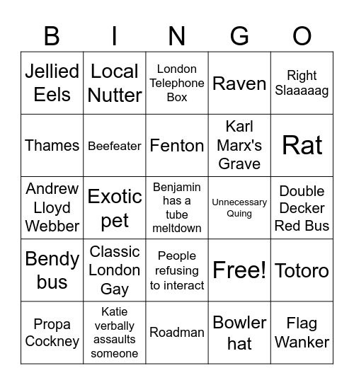 London Bingo Card