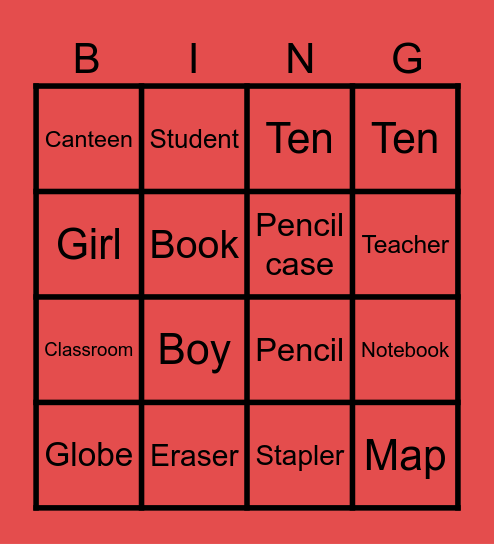 All about the school Bingo Card
