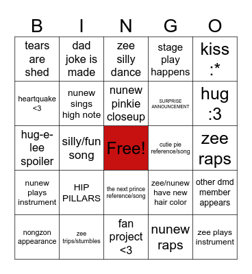 zeenunew crazy in love bingo! Bingo Card