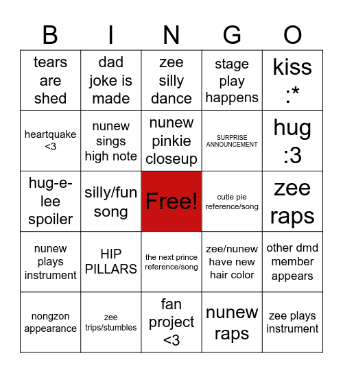 zeenunew crazy in love bingo! Bingo Card