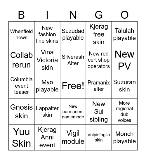 Ball's AK CN Stream Bingo Card
