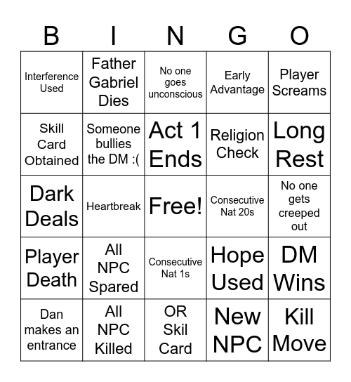 Bingo #19 Bingo Card