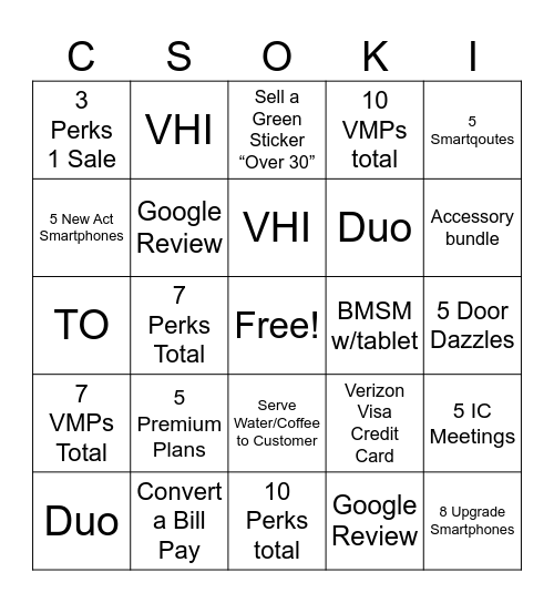 MA BF AP Bingo Card