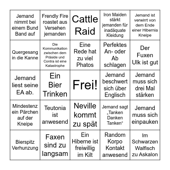 Hibernia Buxingo Bingo Card