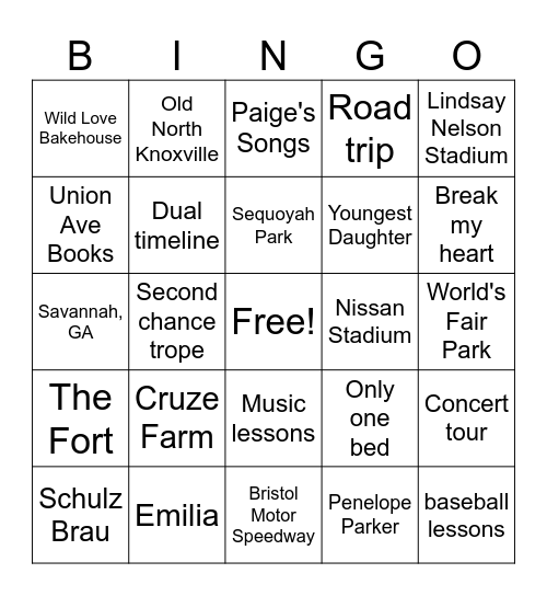 Never Over Bingo Card