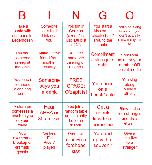 Oktoberfest Bingo Card
