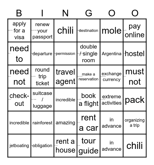 Units 10A & 10B Vocabulary Bingo Card