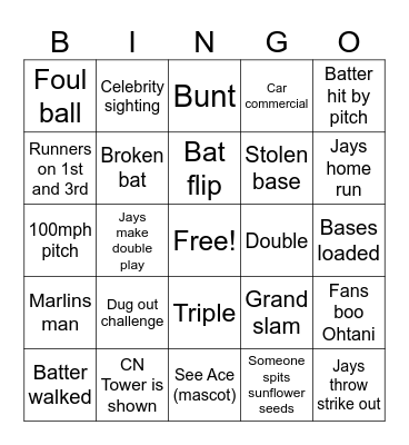 World Series BINGO Card