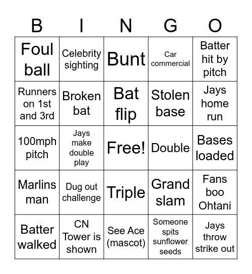 World Series BINGO Card