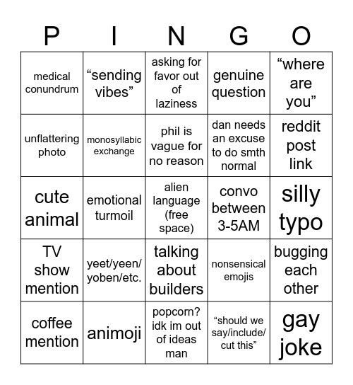 wdapteo Bingo Card