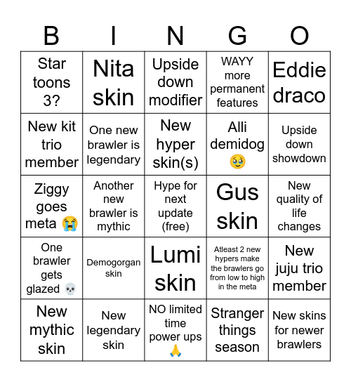 Stranger things brawl talk 👻 Bingo Card