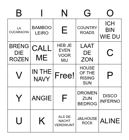 MUZIEK CADIX BINGO Card