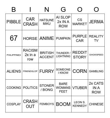CHATURDAY Bingo Card