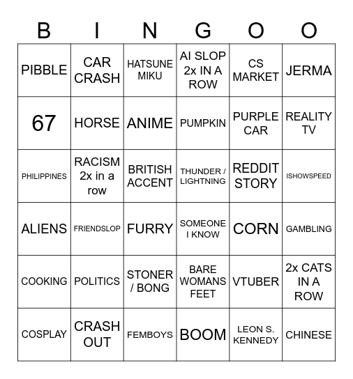 CHATURDAY Bingo Card