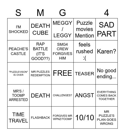SMG4 (WOTFI 25) Bingo Card