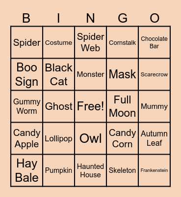 Ghosts, Goblins, BINGO! Oh my! Bingo Card