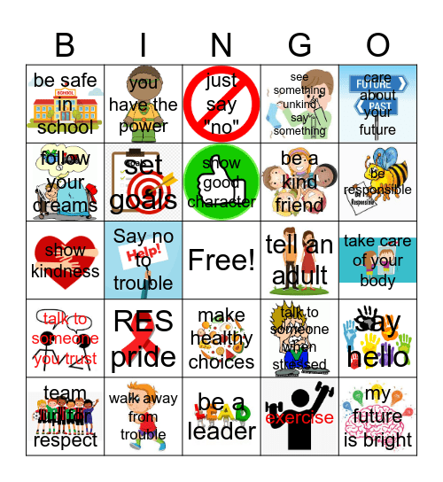 Red Ribbon Week Bingo Card