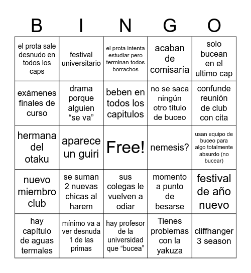 Gran blue Bingo Card