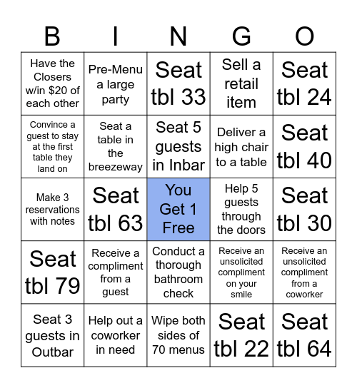 Hostess Fun Bingo Card