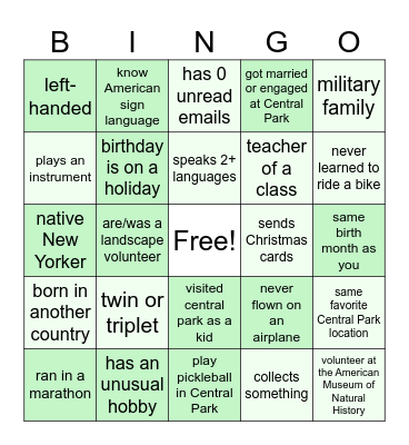 New Greeter Bingo Card