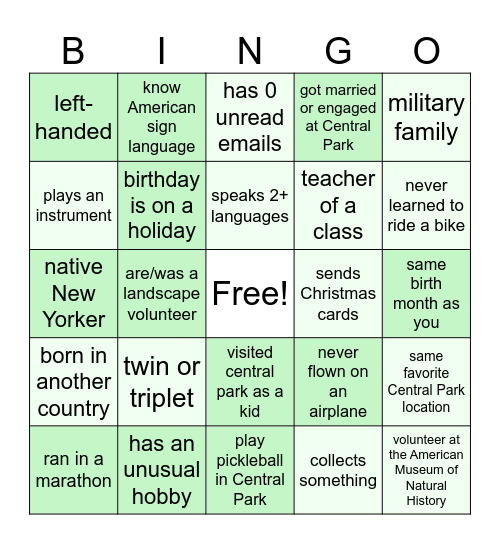New Greeter Bingo Card