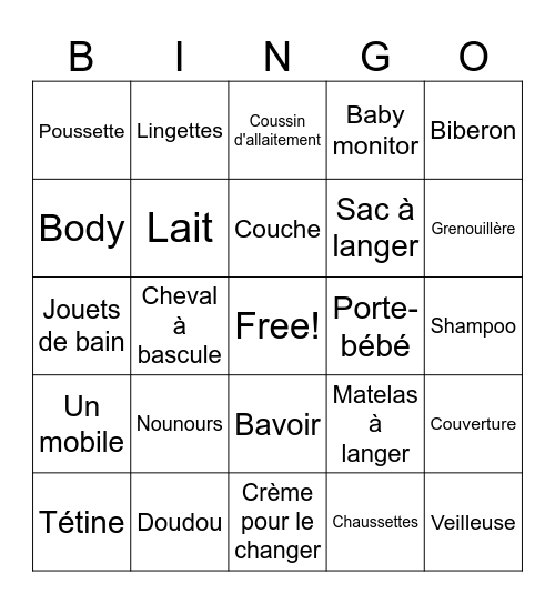 Baby Bingo Card