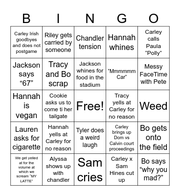 HOCO Bingo Card