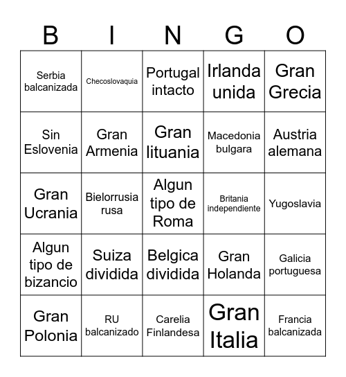 Mi Europa perfecta Bingo Card