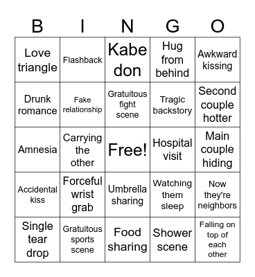 Asian Drama Bingo Card