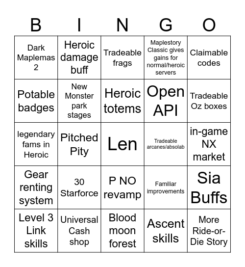 Maple-Con Bingo Card