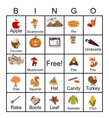 Fall Words! Bingo Card