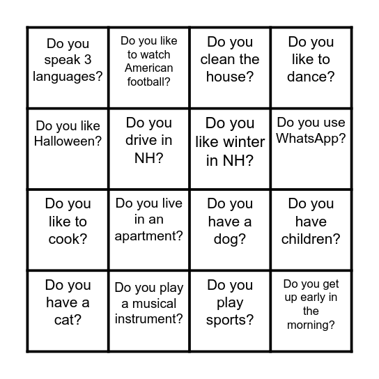 Do you...? Bingo Card