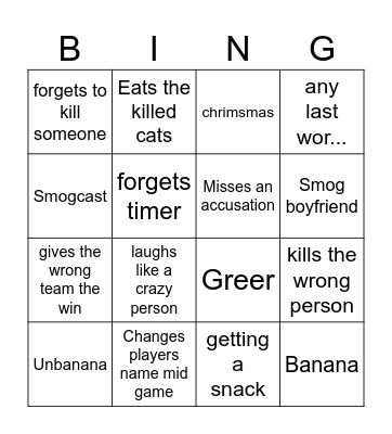 Smog Bingo Card