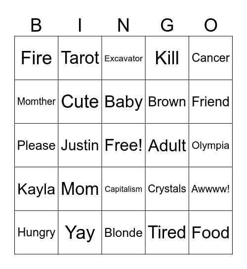 BABYSHOWER Bingo Card