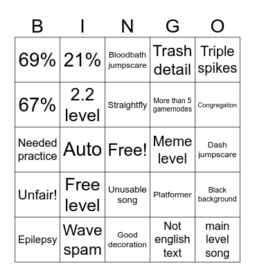 GD Recent Tab Bingo Card