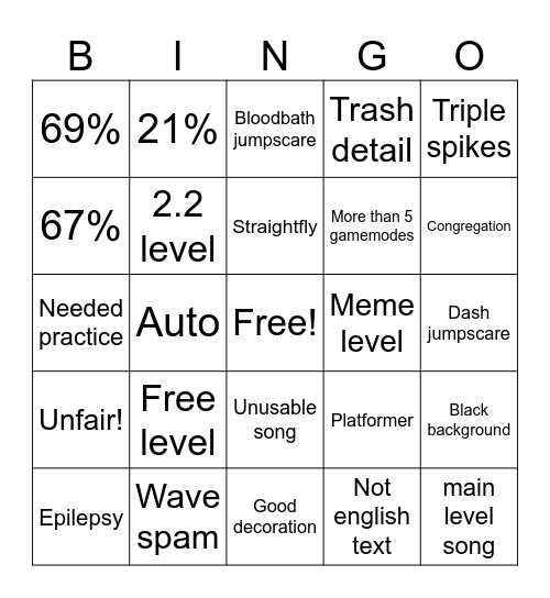 GD Recent Tab Bingo Card