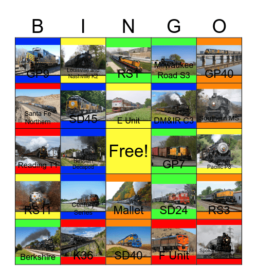 Rock Island and other Fallen Flags Coast to Coast Bingo Card