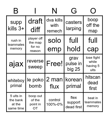 NA Bingo Card