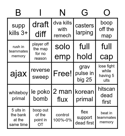 NA Bingo Card