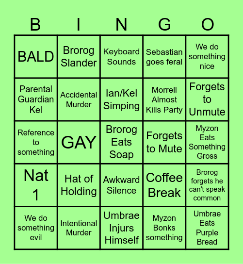 MotR Campaign BINGO Card