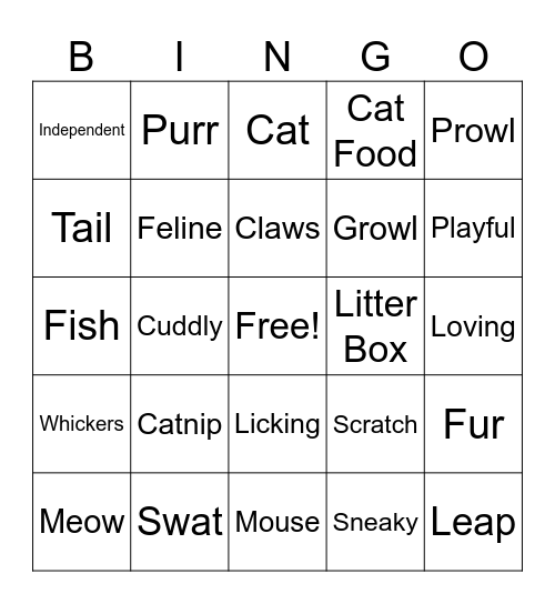 Cat Bingo Card
