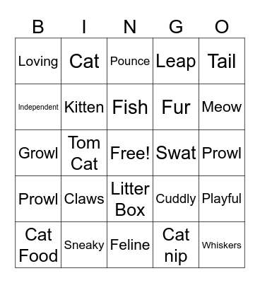 Cat Bingo Card