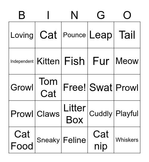 Cat Bingo Card