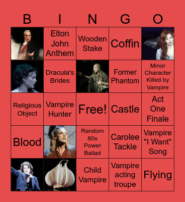 Vampire Musical Bingo Card