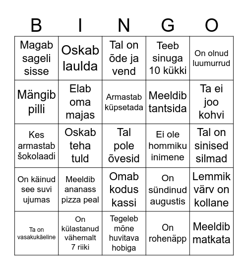 Tiimika Bingo Card