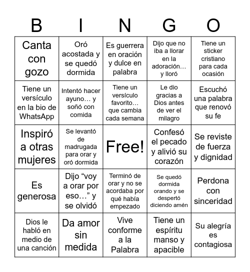 bingo princesas de dios Bingo Card