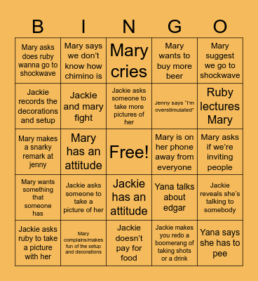 Halloween Party Bingo Card