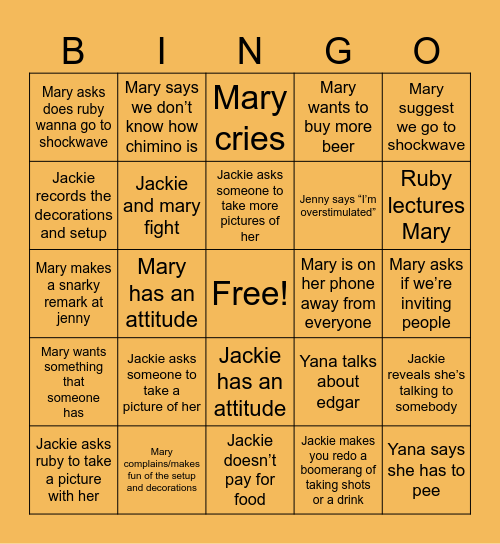 Halloween Party Bingo Card